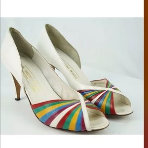 Bruno Magli Rainbow Peep a Toe Leather Pump
